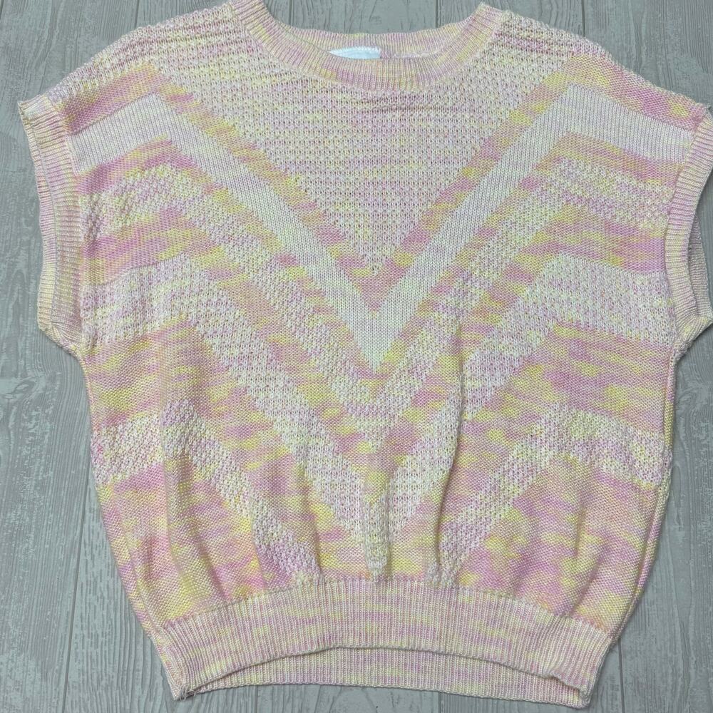 Vintage T Top Express By Sweaters USA White Knit Vest Women’s Large Made In USA